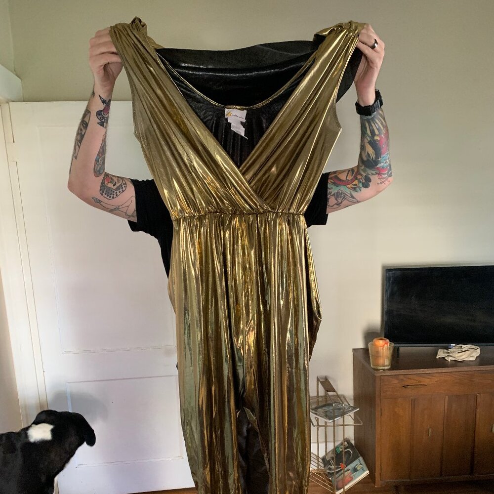 Gold 70s-Inspired Pant Romper - Perfect for Halloween!